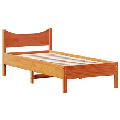 vidaXL Bedframe zonder matras massief grenenhout wasbruin 75x190 cm