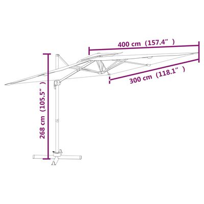 vidaXL Zweefparasol met dubbel dak 400x300 cm antracietkleurig