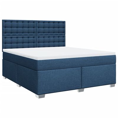 vidaXL Boxspring met matras stof blauw 180x200 cm