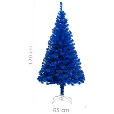 vidaXL Kunstkerstboom met verlichting en kerstballen 120 cm PVC blauw