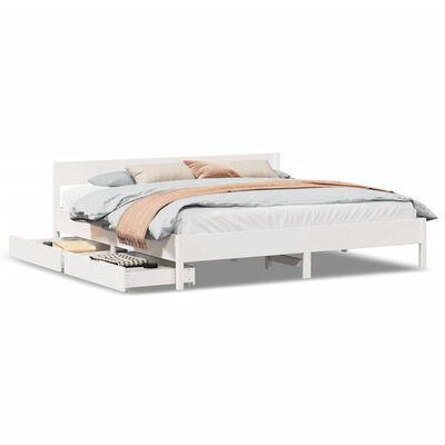 vidaXL Bedframe zonder matras massief grenenhout wit 200x200 cm