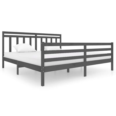 vidaXL Bedframe massief hout grijs 200x200 cm