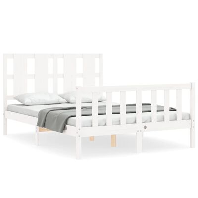 vidaXL Bedframe met hoofdbord massief hout wit 120x200 cm