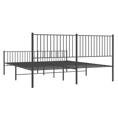 vidaXL Bedframe met hoofd- en voeteneinde metaal zwart 200x200 cm