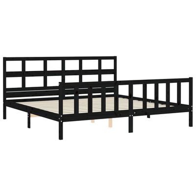 vidaXL Bedframe met hoofdbord massief hout zwart