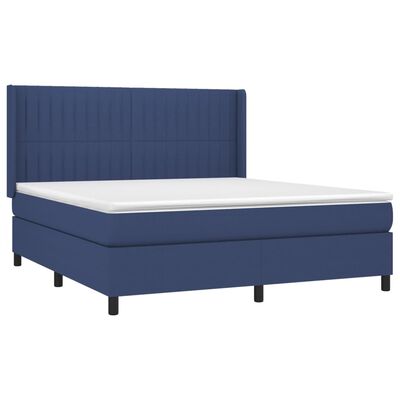 vidaXL Boxspring met matras stof blauw 180x200 cm