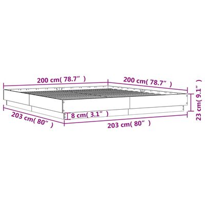 vidaXL Bedframe bewerkt hout betongrijs 200x200 cm