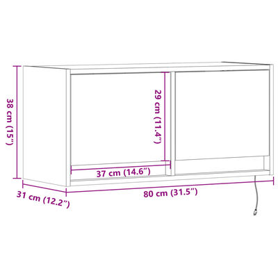 vidaXL Tv-wandmeubel met LED-verlichting 80x31x35 cm bruin eikenkleur