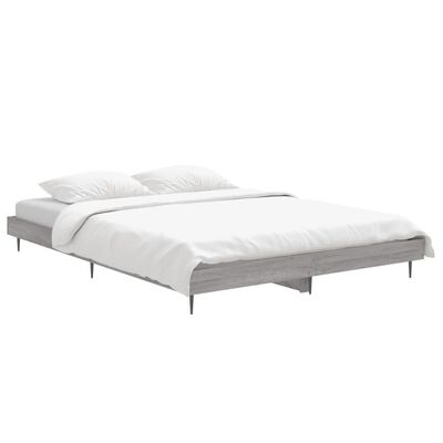 vidaXL Bedframe bewerkt hout grijs sonoma eikenkleurig 140x190 cm