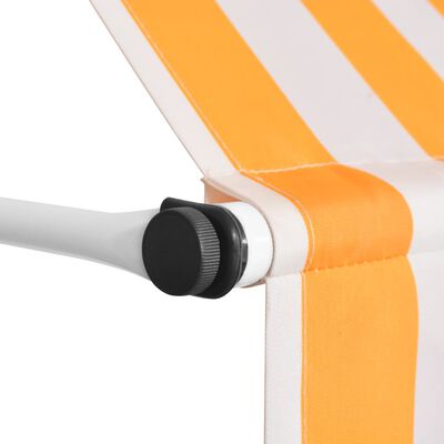 vidaXL Luifel handmatig uittrekbaar 150 cm oranje en witte strepen