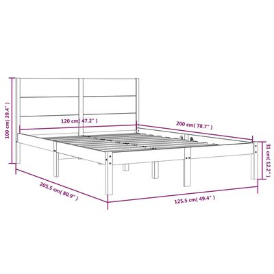 vidaXL Bedframe massief grenenhout 120x200 cm