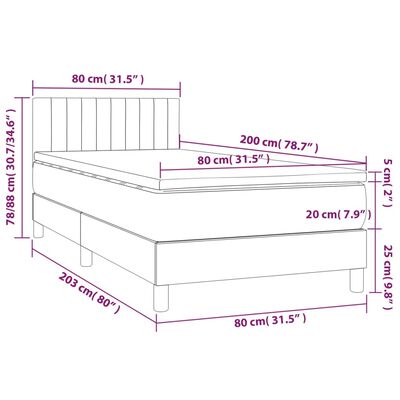 vidaXL Boxspring met matras stof lichtgrijs 80x200 cm