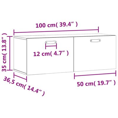 vidaXL Wandkast 100x36,5x35 cm bewerkt hout bruin eikenkleur