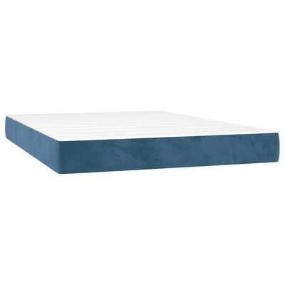 vidaXL Boxspring met matras fluweel donkerblauw 140x200 cm