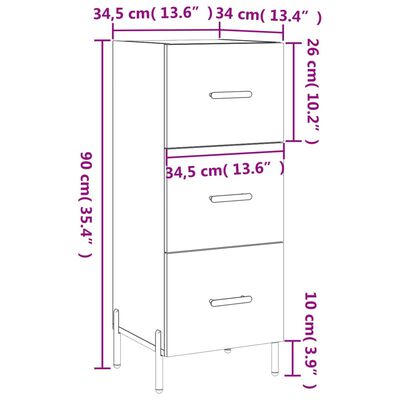 vidaXL Dressoir 34,5x34x90 cm bewerkt hout wit