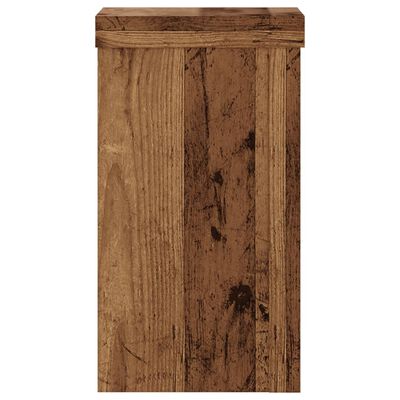 vidaXL Plantenstandaards 2 st 10x10x18 cm bewerkt hout oud houtkleurig