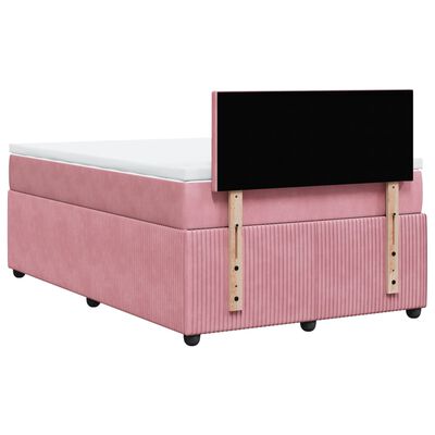 vidaXL Boxspring met matras fluweel roze 120x200 cm