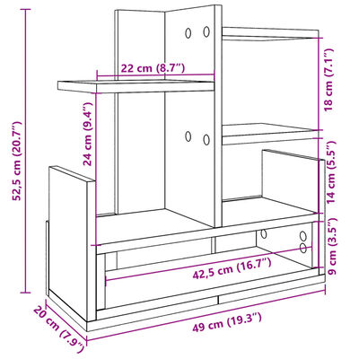 vidaXL Bureau organiser 49x20x52,5 cm bewerkt hout bruin eikenkleurig