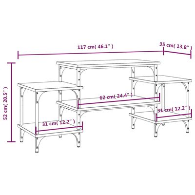 vidaXL Tv-meubel 117x35x52 cm bewerkt hout gerookt eikenkleurig