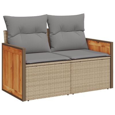 vidaXL 7-delige Loungeset met kussens poly rattan beige