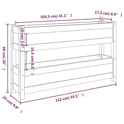 vidaXL Plantenbak 112x25x66 cm massief grenenhout zwart