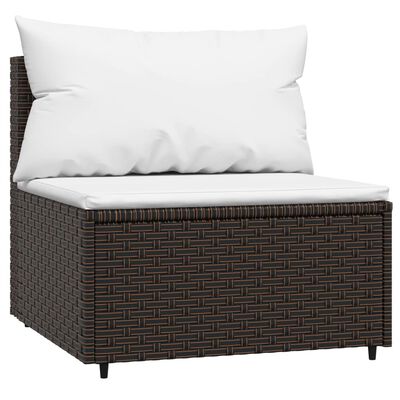 vidaXL 4-delige Loungeset met kussens poly rattan bruin