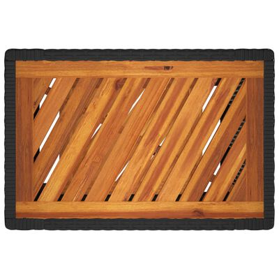 vidaXL Tuinbijzettafel met houten blad 60x40x75 cm poly rattan zwart