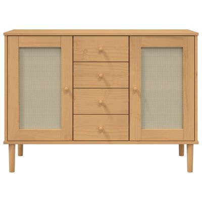 vidaXL Dressoir SENJA rattan-look 112x40x80 cm grenenhout bruin