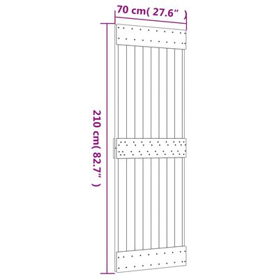 vidaXL Schuifdeur met beslag 70x210 cm massief grenenhout