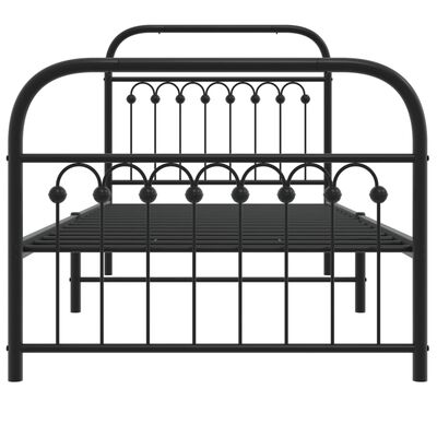 vidaXL Bedframe met hoofd- en voeteneinde metaal zwart 90x200 cm