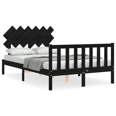 vidaXL Bedframe met hoofdbord massief hout zwart