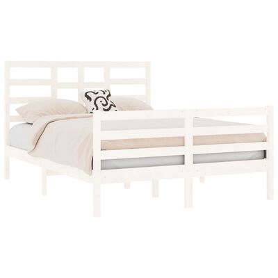 vidaXL Bedframe massief hout wit 135x190 cm