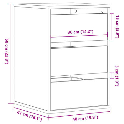 vidaXL Ladekast 40x41x58 cm bewerkt hout zwart