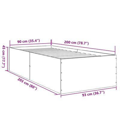 vidaXL Bedframe bewerkt hout gerookt eikenkleurig 90x200 cm