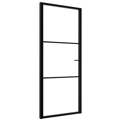 vidaXL Binnendeur 93x201,5 cm ESG-glas en aluminium zwart