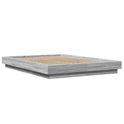 vidaXL Bedframe bewerkt hout grijs sonoma eikenkleurig 140x190 cm