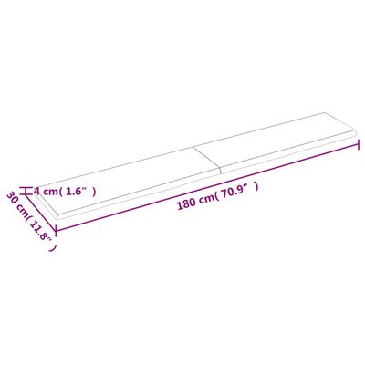 vidaXL Wastafelblad 180x30x(2-4) cm onbehandeld massief hout