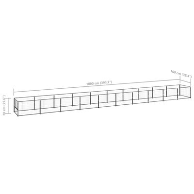 vidaXL Hondenkennel 10 m² staal zwart