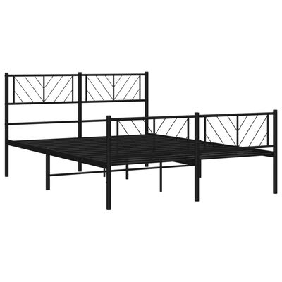 vidaXL Bedframe met hoofd- en voeteneinde metaal zwart 140x190 cm