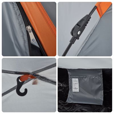 vidaXL Tent 2-persoons snelontgrendeling grijs en oranje