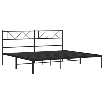 vidaXL Bedframe met hoofdbord metaal zwart 200x200 cm