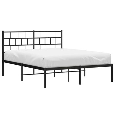 vidaXL Bedframe met hoofdbord metaal zwart 140x200 cm