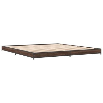 vidaXL Bedframe bewerkt hout metaal bruin eikenkleur 160x200 cm