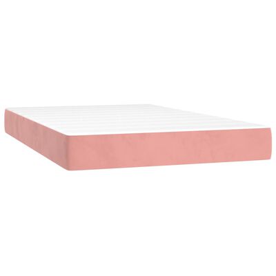 vidaXL Boxspring met matras en LED fluweel roze 120x200 cm