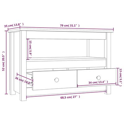 vidaXL Tv-meubel 79x35x52 cm massief grenenhout