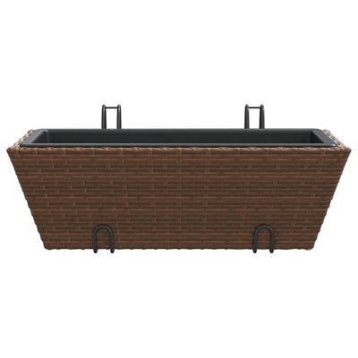 vidaXL Plantenbakken 2 st met haken poly rattan bruin