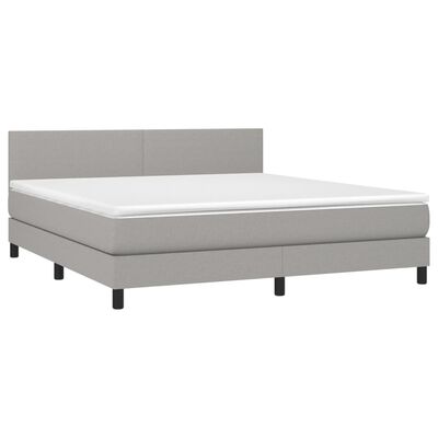 vidaXL Boxspring met matras stof lichtgrijs 160x200 cm