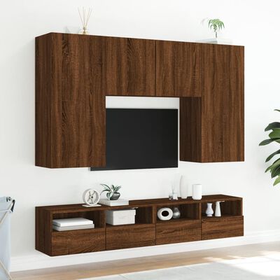 vidaXL Tv-wandmeubels 2 st 80x30x30 cm bewerkt hout bruin eikenkleur