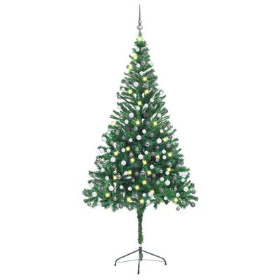 vidaXL Kunstkerstboom met verlichting en kerstballen 910 takken 210 cm