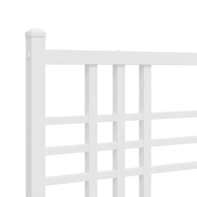 vidaXL Bedframe met hoofd- en voeteneinde metaal wit 75x190 cm